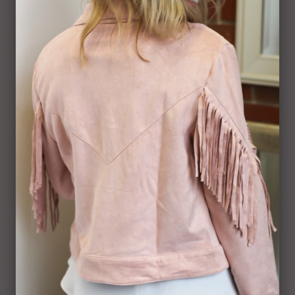 WHOLESALE BULK Fringe Suede Jacket Blush NWT K5 - Picture 7 of 8